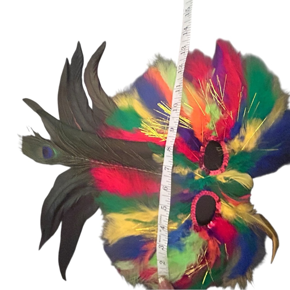Colorful Feather Masquerade Mask - Picture 3 of 3